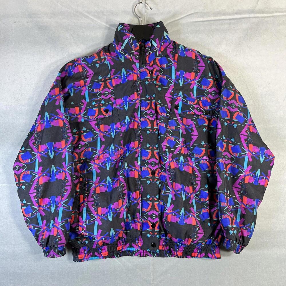 VTG 90s Aviat Sportif Retro Windbreaker Womens Medium Purple Zip Jacket France